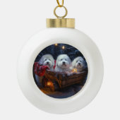 Coton De Tulear Snowy Sleigh Weihnachtsdekor Keramik Kugel-Ornament (Vorderseite)