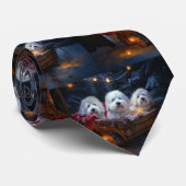 Coton De Tulear Snowy Sleigh Weihnachtsdekor Krawatte (Gerollt)