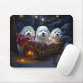 Coton De Tulear Snowy Sleigh Weihnachtsdekor Mousepad (Mit Mouse)