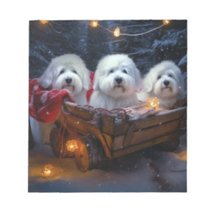 Coton De Tulear Snowy Sleigh Weihnachtsdekor Notizblock
