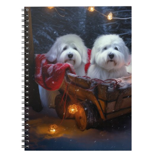 Coton De Tulear Snowy Sleigh Weihnachtsdekor Notizblock (Vorderseite)