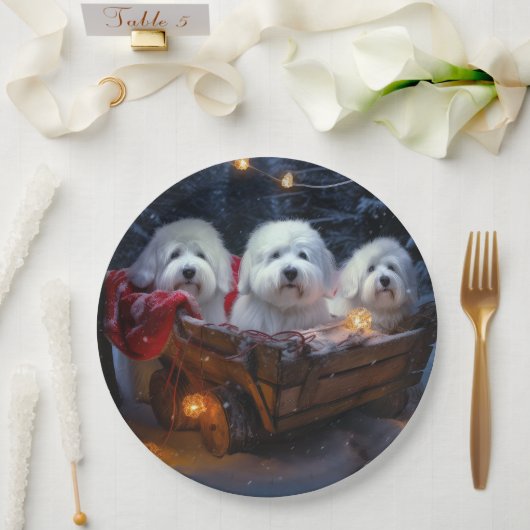 Coton De Tulear Snowy Sleigh Weihnachtsdekor Pappteller (Hochzeit)