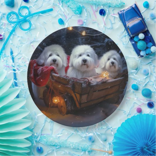 Coton De Tulear Snowy Sleigh Weihnachtsdekor Pappteller (Party)