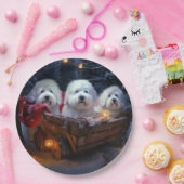 Coton De Tulear Snowy Sleigh Weihnachtsdekor Pappteller (Party)