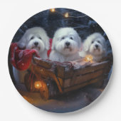 Coton De Tulear Snowy Sleigh Weihnachtsdekor Pappteller (Vorderseite)