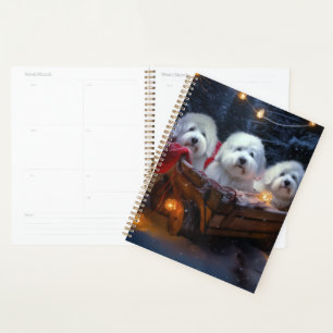 Coton De Tulear Snowy Sleigh Weihnachtsdekor Planer