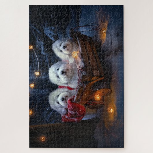Coton De Tulear Snowy Sleigh Weihnachtsdekor Puzzle (Vertikal)