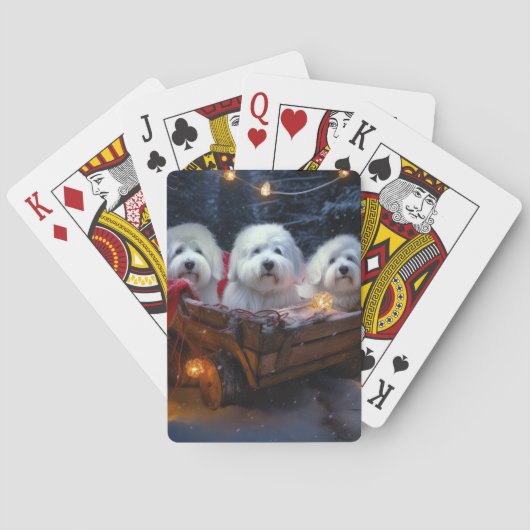 Coton De Tulear Snowy Sleigh Weihnachtsdekor Spielkarten (Rückseite)