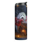 Coton De Tulear Snowy Sleigh Weihnachtsdekor Thermosbecher (Nach links gedreht)