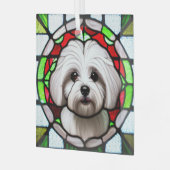 Coton de Tulear "Stettingglas" Ornament Aus Glas (Vorderseite links)