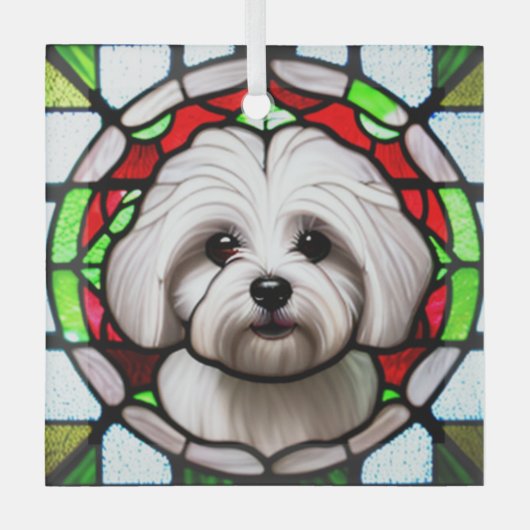 Coton de Tulear "Stettingglas" Ornament Aus Glas (Vorderseite)