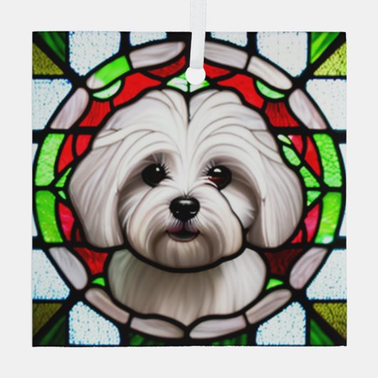 Coton de Tulear "Stettingglas" Ornament Aus Glas (Rückseite)
