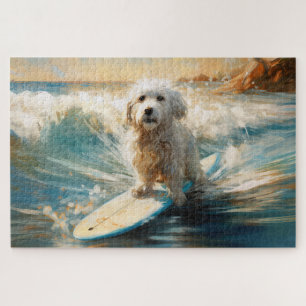 Coton De Tulear Strand Surfen Malerei Puzzle