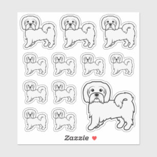 Coton de Tulear Süße Cartoon-Hund-Illustration Aufkleber