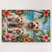 Coton de Tulear Tropischer Garten Kunst Puzzle (Horizontal)