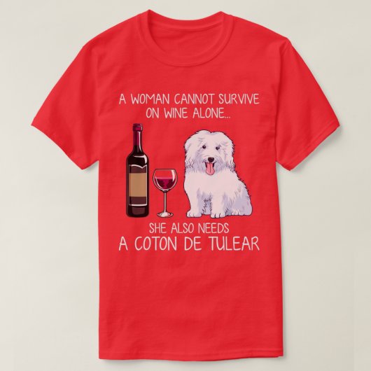 Coton de Tulear und Wein Funny dog T-Shirt (Design vorne)