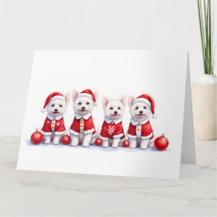 Coton de Tulear Weihnachtskleid Santa Hut Karte