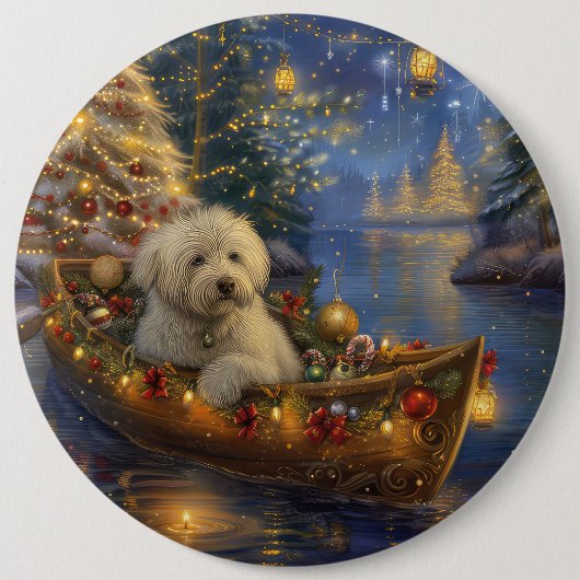 Coton De Tulear Weihnachtsreise Button (Vorderseite)