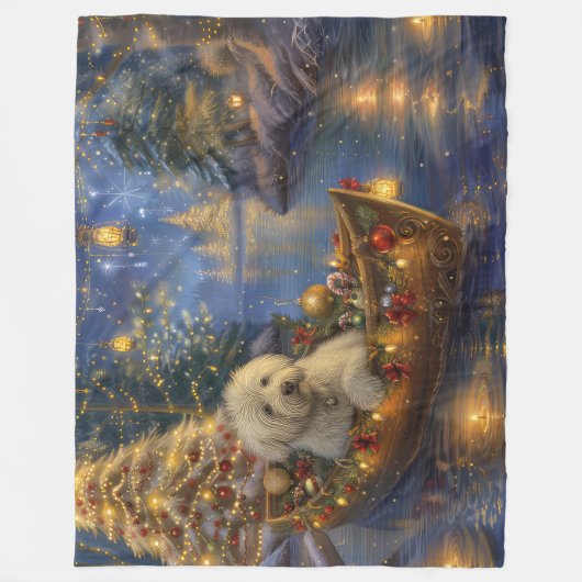 Coton De Tulear Weihnachtsreise Fleecedecke (Vorderseite)