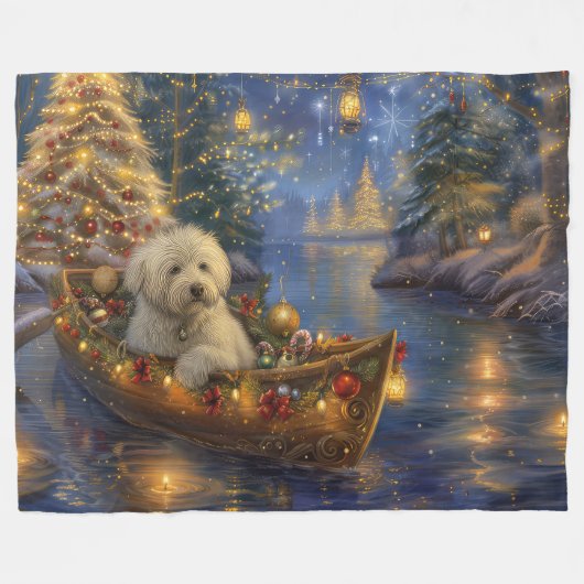 Coton De Tulear Weihnachtsreise Fleecedecke (Vorderseite (Horizontal))