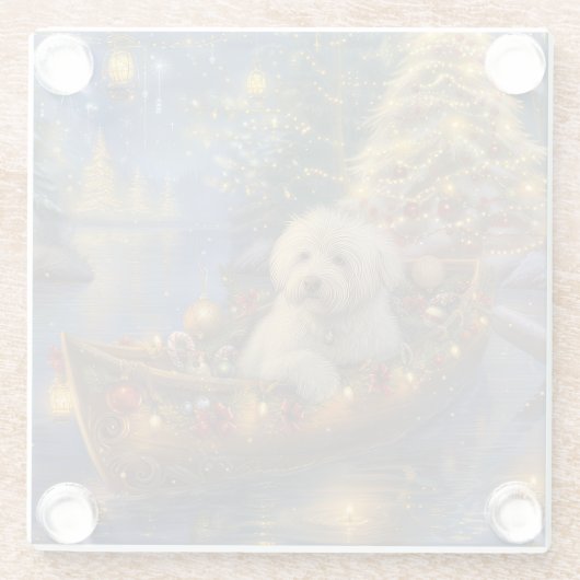 Coton De Tulear Weihnachtsreise Glasuntersetzer (Rückseite)