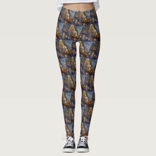 Coton De Tulear Weihnachtsreise Leggings (Vorderseite)
