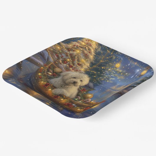 Coton De Tulear Weihnachtsreise Pappteller (Gewinkelt)