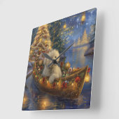 Coton De Tulear Weihnachtsreise Quadratische Wanduhr (Winkel)