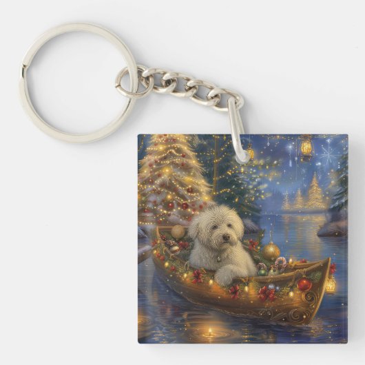 Coton De Tulear Weihnachtsreise Schlüsselanhänger (Vorderseite)