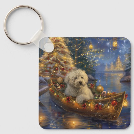 Coton De Tulear Weihnachtsreise Schlüsselanhänger (Vorderseite)