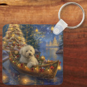 Coton De Tulear Weihnachtsreise Schlüsselanhänger (Rückseite)