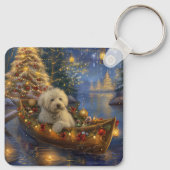 Coton De Tulear Weihnachtsreise Schlüsselanhänger (Rückseite)