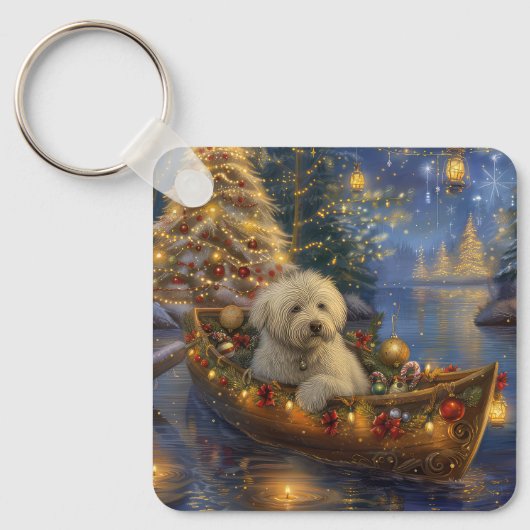 Coton De Tulear Weihnachtsreise Schlüsselanhänger (Vorderseite)