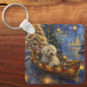 Coton De Tulear Weihnachtsreise Schlüsselanhänger (Vorderseite)