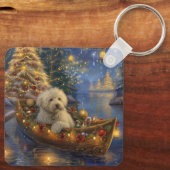 Coton De Tulear Weihnachtsreise Schlüsselanhänger (Rückseite)