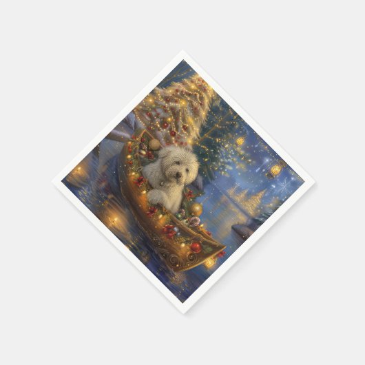 Coton De Tulear Weihnachtsreise Serviette (Ecke)