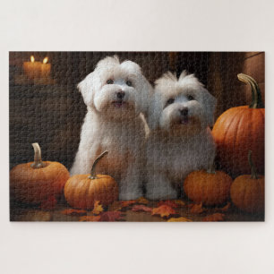 Coton De Tulear Welpe Herbstfreude Kürbis  Puzzle