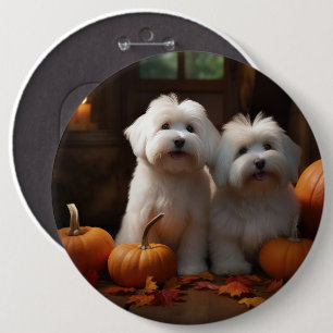 Coton De Tulear Welppy Autumn Delight Pumpkin Button