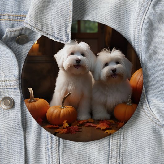 Coton De Tulear Welppy Autumn Delight Pumpkin Button (Beispiel)