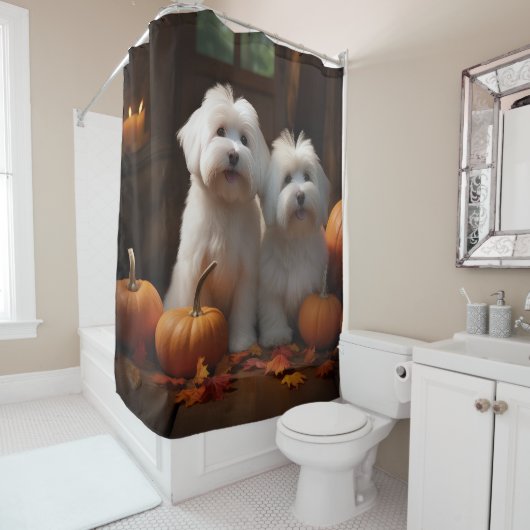 Coton De Tulear Welppy Autumn Delight Pumpkin Duschvorhang (Beispiel)