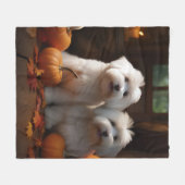 Coton De Tulear Welppy Autumn Delight Pumpkin Fleecedecke (Vorderseite (Horizontal))