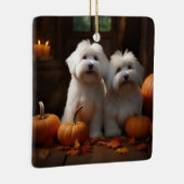 Coton De Tulear Welppy Autumn Delight Pumpkin Keramikornament (Rechts)
