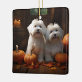 Coton De Tulear Welppy Autumn Delight Pumpkin Keramikornament (Links)