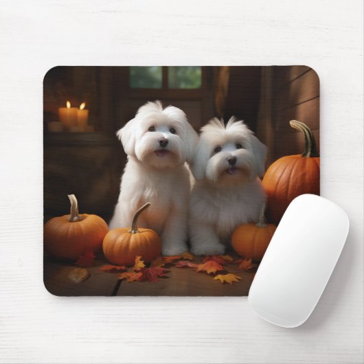 Coton De Tulear Welppy Autumn Delight Pumpkin Mousepad (Mit Mouse)