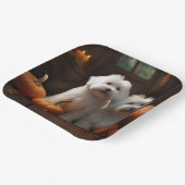 Coton De Tulear Welppy Autumn Delight Pumpkin Pappteller (Gewinkelt)