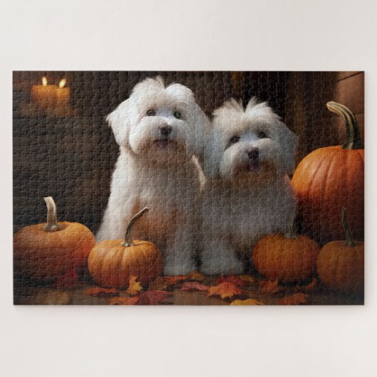 Coton De Tulear Welppy Autumn Delight Pumpkin Puzzle (Horizontal)