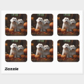 Coton De Tulear Welppy Autumn Delight Pumpkin Quadratischer Aufkleber (Blatt)