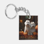 Coton De Tulear Welppy Autumn Delight Pumpkin Schlüsselanhänger (Vorderseite links)