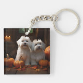 Coton De Tulear Welppy Autumn Delight Pumpkin Schlüsselanhänger (Rückseite)