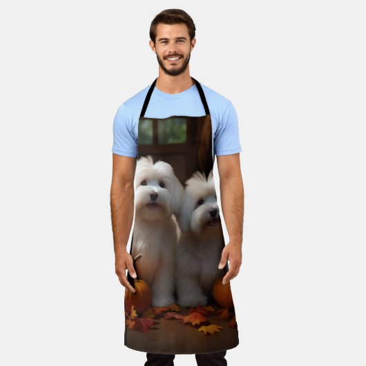 Coton De Tulear Welppy Autumn Delight Pumpkin Schürze (Getragen)